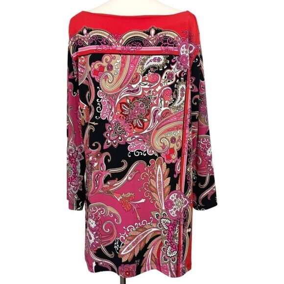 JM Collection Paisley Slinky Tunic L Top Boho Rococo Colorful Baroque Regency - Picture 5 of 16